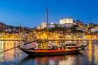 Rabelo boats on the Douro River, Porto, Portugal. Art Print